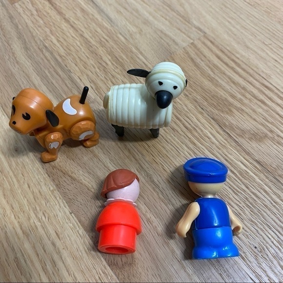 Vintage Little People Figure Lot Bundle Posable Dog Sheep Girl Mustache Man - Picture 5 of 9